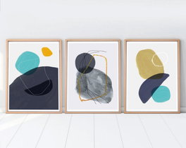 Wallity Huhu118 Pintura Decorativa en MDF con Marco (3 Piezas) 50 x 70 cm